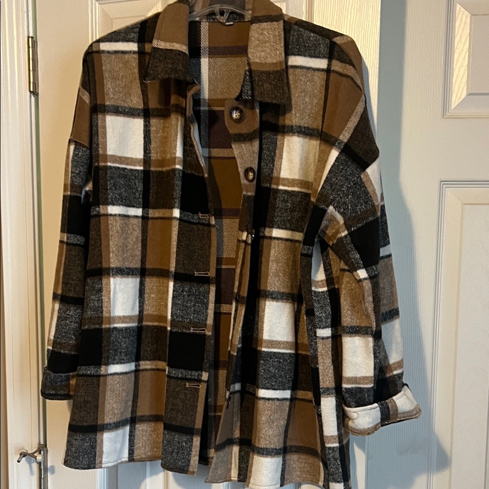 Plaid Button-Up Jacket